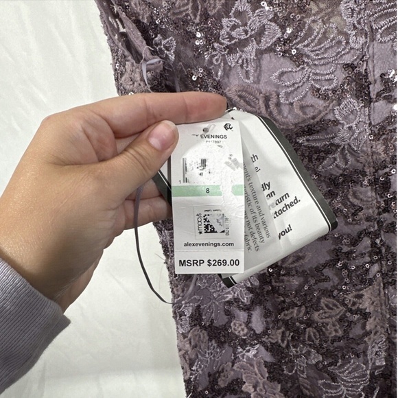 NWT $269 Alex Eveings [ 8 ] Sequin Embroidered Trumpet Gown in‎ Purple - Picture 13 of 14